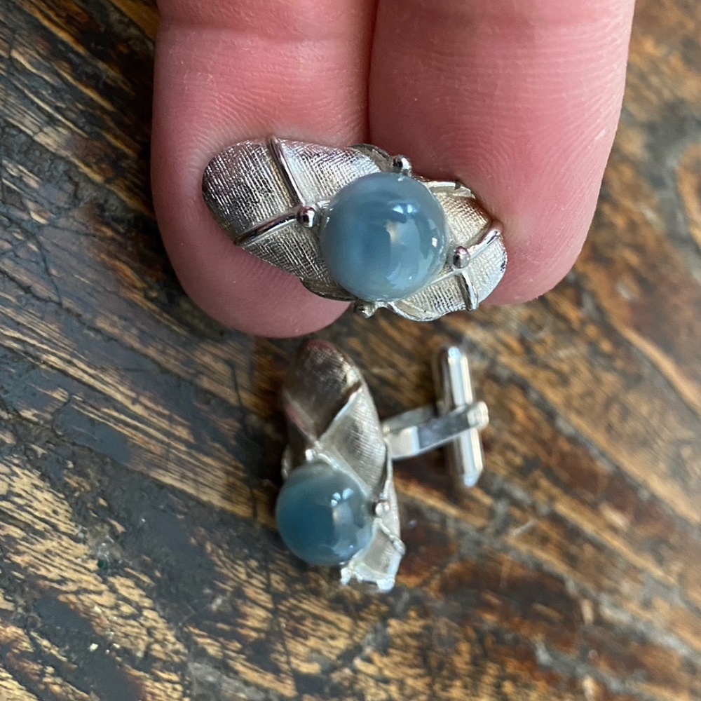 Vintage Silver & Blue Cuff Links